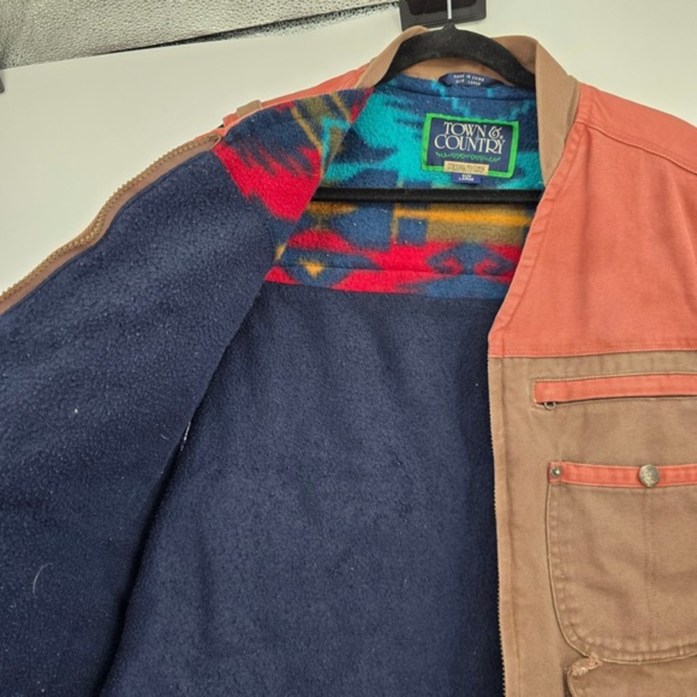 Town & Country Fleece Lined Mens Canvas Utility‎ Hunting Vest Large Vintage - Picture 9 of 13